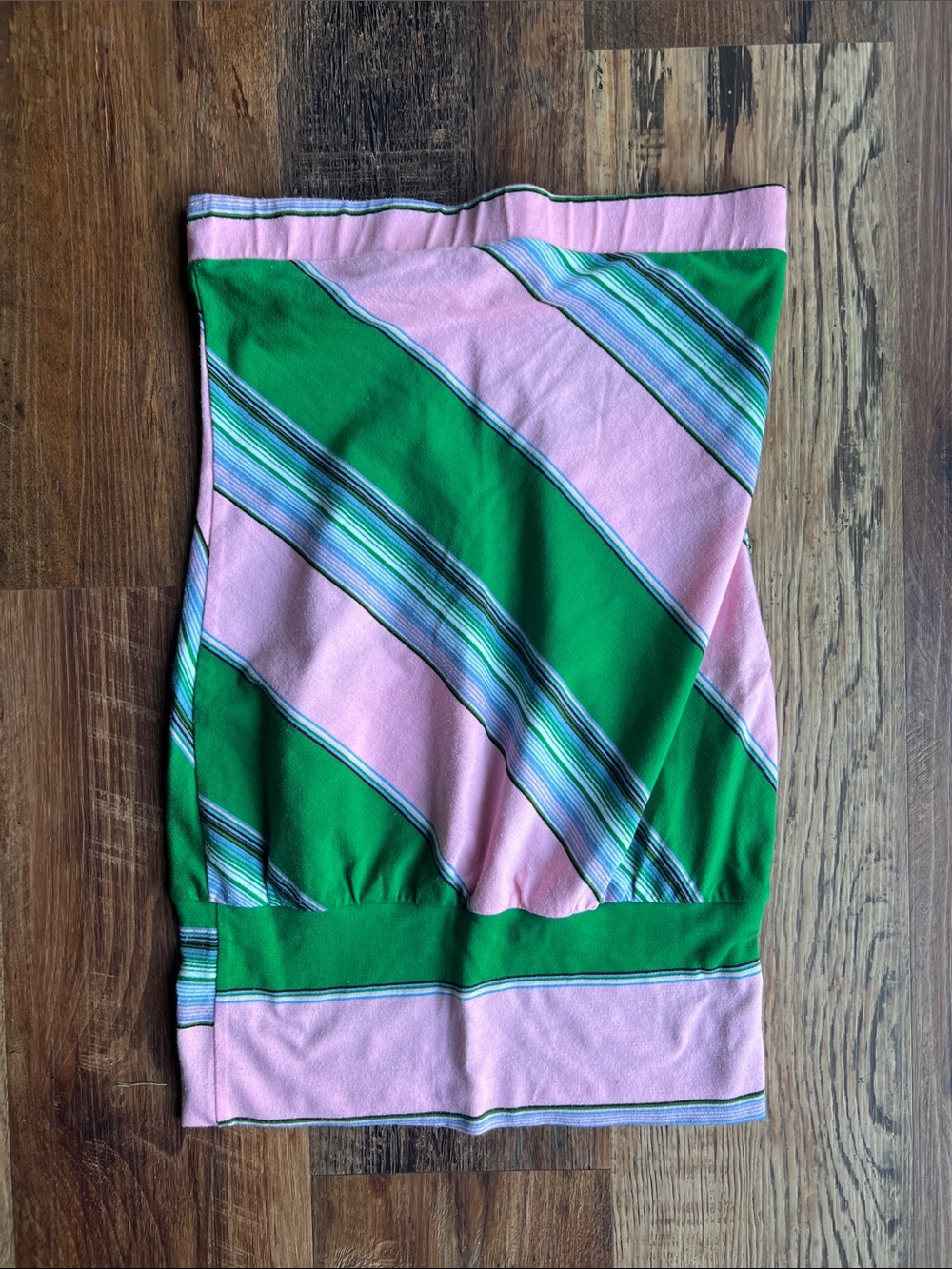 Striped Pink & Green Women’s Strapless Tube Top